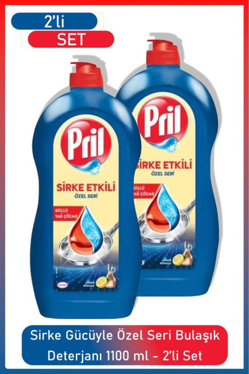 Sirke Gücüyle 1100 ml Bulaşık Deterjanı 2’li Özel Seri Parlak ve Hijyenik Sonuç