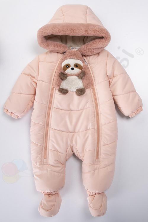 Panda İçi Peluş Patikli Kar Kapüşonlu Kışlık Kız Erkek Bebek Astronot Tulum Kozmonot Mont Çocuk