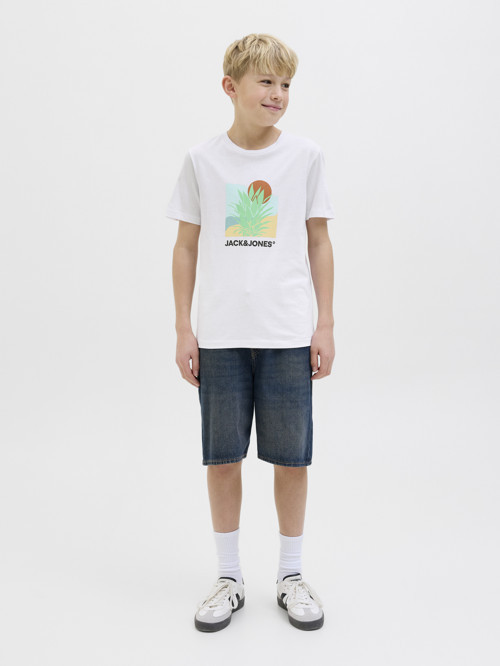 Jack Jones Jjbarbados Tee Ss Crew Neck Jnr Çocuk Beyaz Tshirt 12269841-01