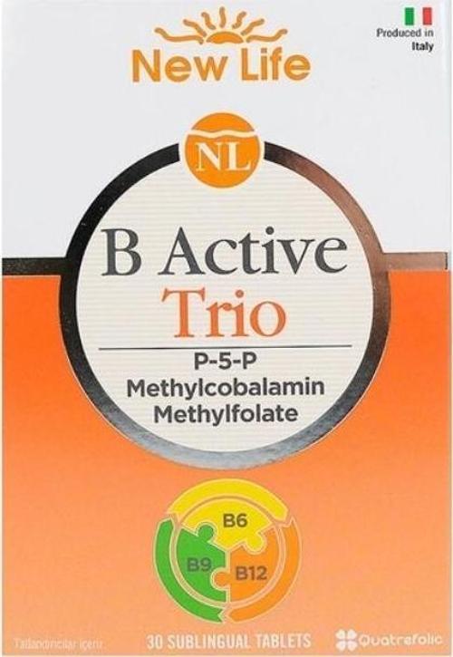 B Active Trio B Vitamini Ve Folik Asit İçeren Takviye Edici Gıda 30 Dilaltı Tablet