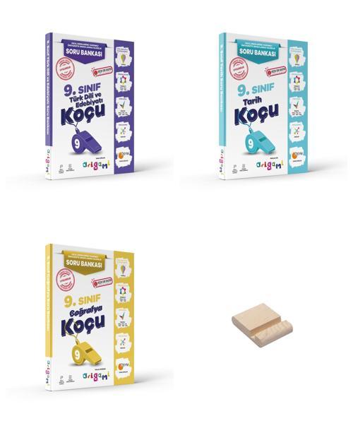 ORİGAMİ 9. Sınıf Edebiyat Tarih ve Coğrafya Soru Bankası 3lü Set + Telefon Standı  