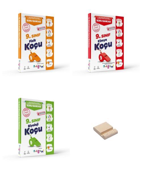 ORİGAMİ 9. Sınıf Fizik Kimya ve Biyoloji Soru Bankası 3lü Set + Telefon Standı