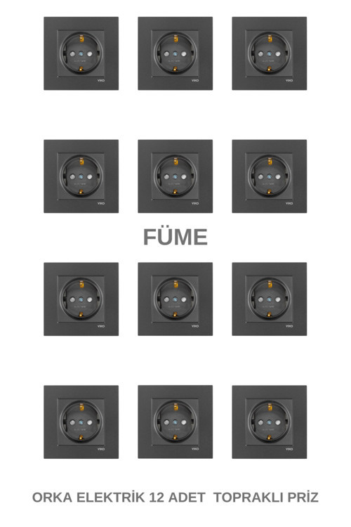 Novella Füme 12 Adet Topraklı Priz Çerçeve Dahil