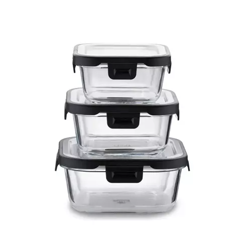 Freska Çelik Kapaklı 3lü Cam Saklama Seti A5628