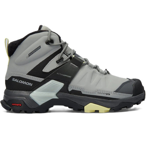 X Ultra 4 Mid Waterproff Leather Womens Boot Hakiki Deri Su Geçirmez Nefes Alabilen Kadın Bot Gri