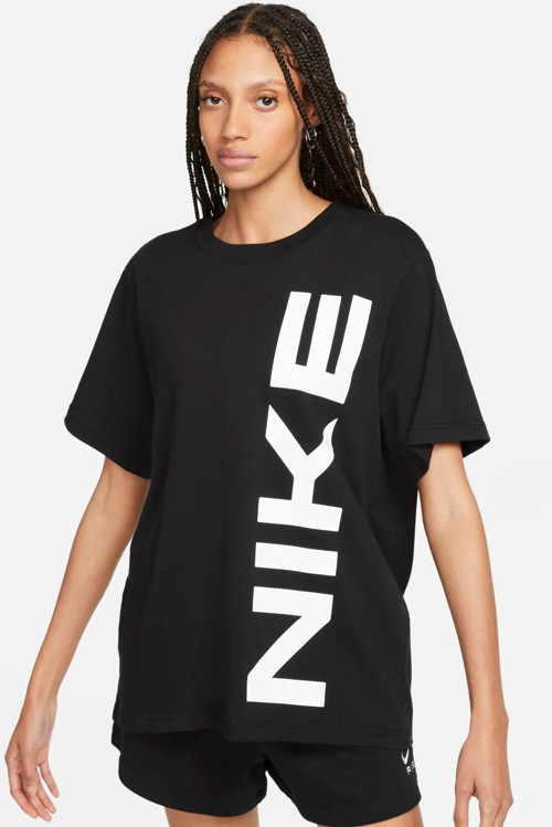 Air Sportswear Tee Loose Fit Kadın Büyük Beden %100 Pamuk Tişört Siyah