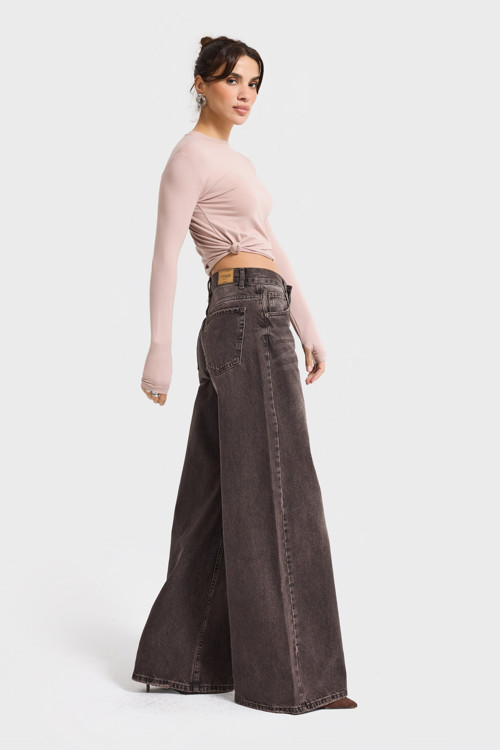 Kadın Koyu Kot Rengi 4w5-156 Palazzo Fit %100 Koton Denim Jean