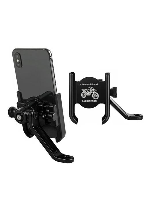 Dikiz Ayna Bağlantılı Alüminyum  Motosiklet Telefon Tutacağı