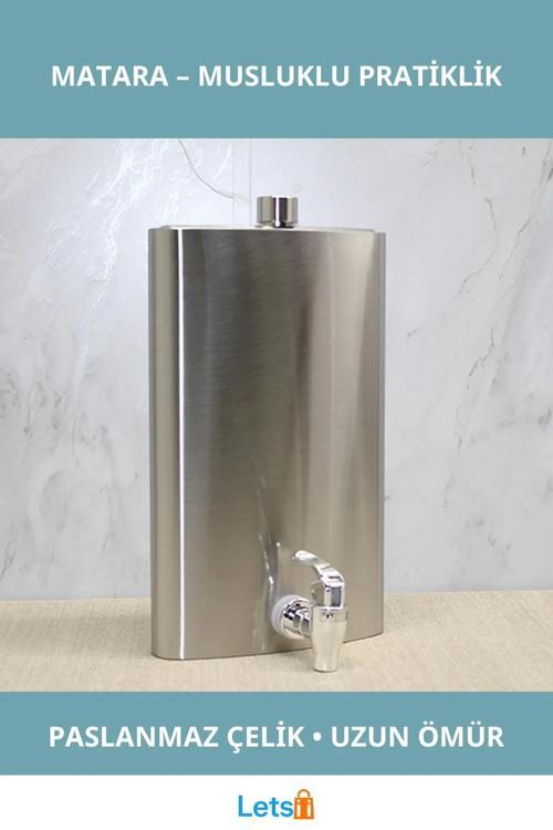 Paslanmaz Çelik Musluklu Matara Geniş Kapasiteli Su Şişesi