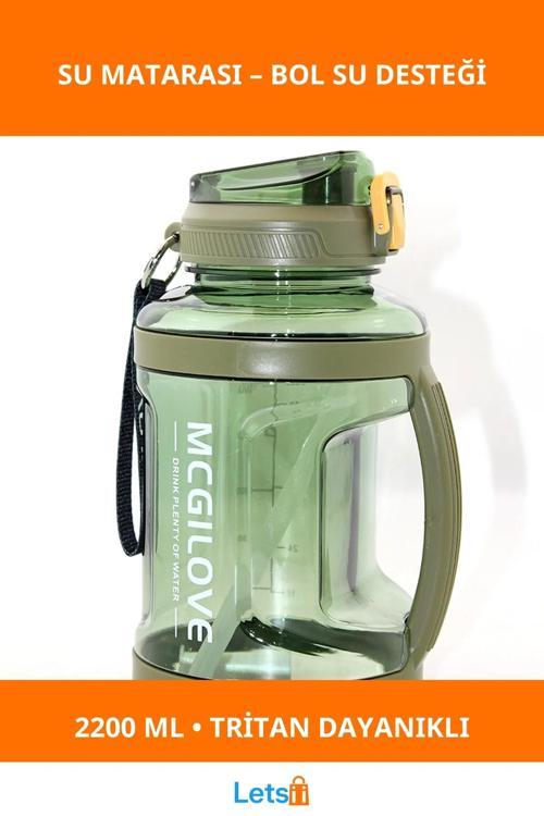 2200ml Ergonomik Sızdırmaz Su Matarası Tritan