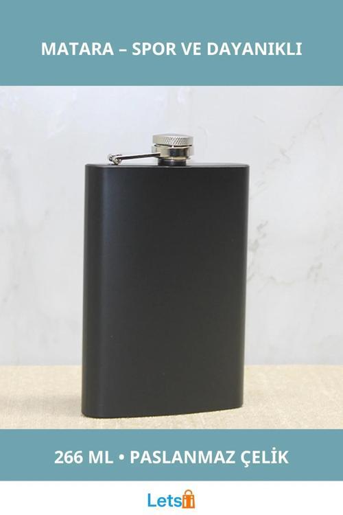 Siyah Paslanmaz Çelik Su Geçirmez 9 Oz Matara