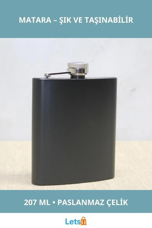 Şık Tasarımlı Paslanmaz Çelik Tekli Siyah 7 Oz Matara