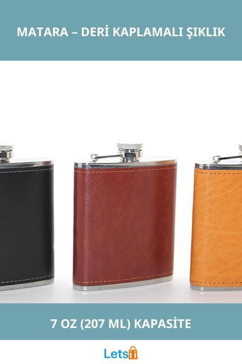 Paslanmaz Çelik Derili 7 Oz Şık Matara