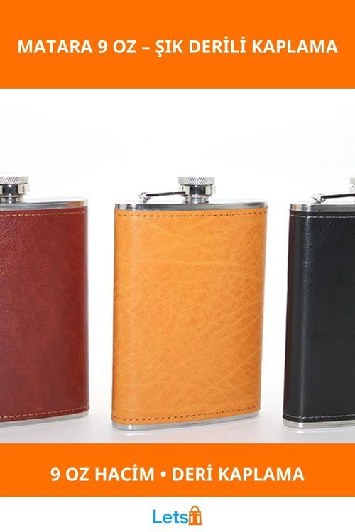 Paslanmaz Çelik Derili 9 Oz Matara Şık ve Dayanıklı