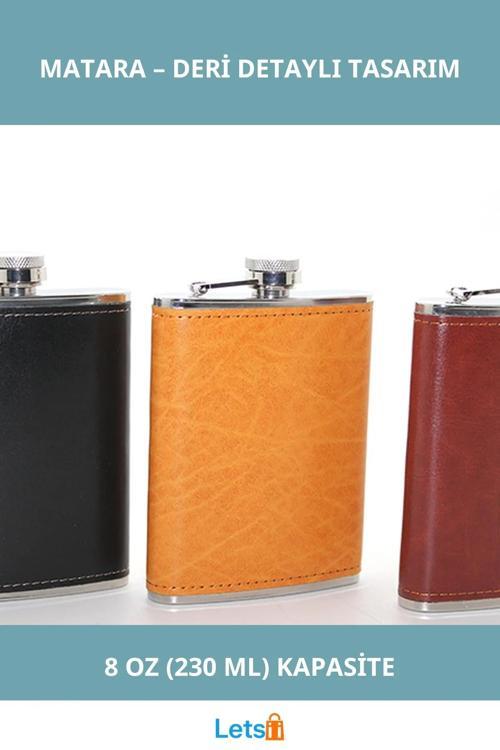 Paslanmaz Çelik Derili Sızdırmaz Tekli 8 Oz Matara