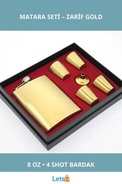 Paslanmaz Çelik Gold 4 Shot Bardaklı Matara
