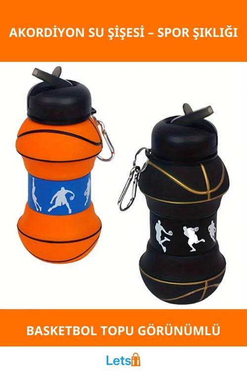 Basketbol Topu Tasarımlı Katlanabilir Akordiyon Su Şişesi