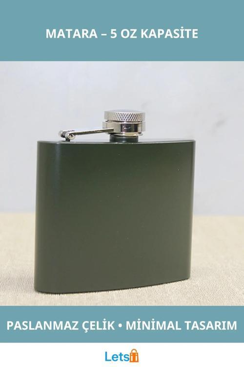 Haki Renkli Dayanıklı Paslanmaz Çelik 5 Oz Matara