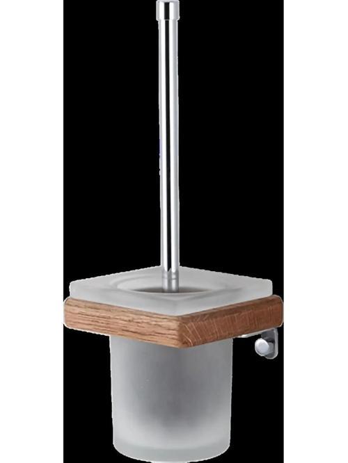 Adnoss Lüks Selvi Montajlı Klozet Fırçası Krom Pirinç Ahşap - Ahşap Krom