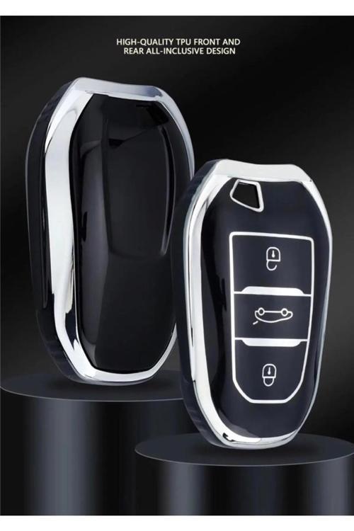 Opel 2020 + Corsa , Grandlan , Combo , Astra Anahtarsız  Koruma Kılıfı Siyah Gümüş