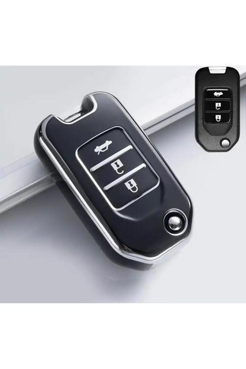 Honda Civic Fc5  Elegans  Sustalı Anahtar Kılıf Siyah Gümüş