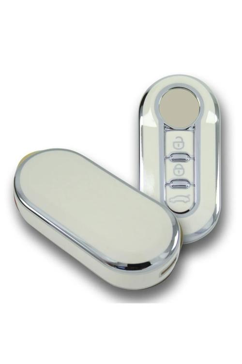 Fiat Doblo 2010+ Sustalı Beyaz-Gümüş Oto Anahtar Kumanda Kabı Kılıfı Oto Anahtarlık