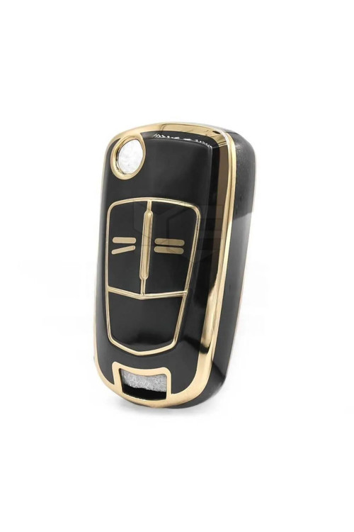 Opel Astra H Corsa D 2 Buton Nano Koruma Anahtar Kılıfı Siyah Gold Renk