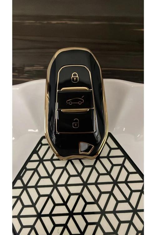 Peugeot 2008,3008,5008 Citroen Smart Anahtar Nano Yüksek Kalite Kumanda Kılıfı Siyah Start Stoplu