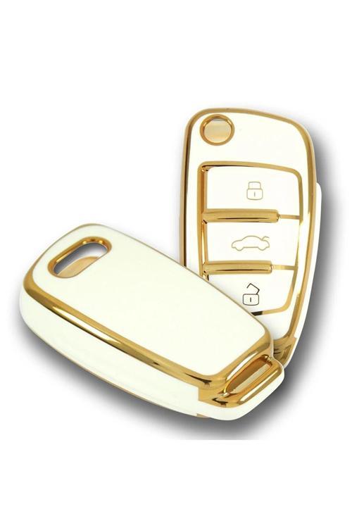 Audi 2005 A3 A4 Q5 Q7 Sustalı Beyaz Oto Anahtar Kumanda Kabı Kılıfı Oto Anahtarlık