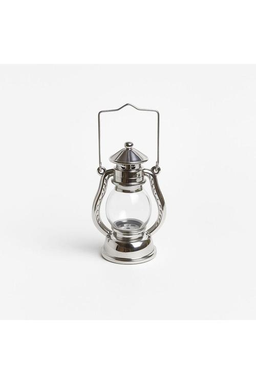 Dekoratif Gaz Lambası Şeklinde Led Mumlu Lamba Gümüş