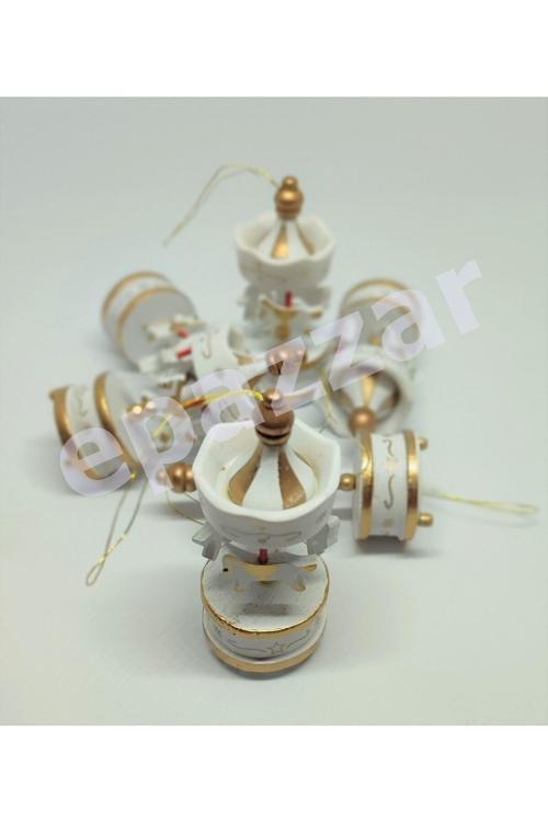 Krem Ahşap Mini Atlı Karınca 6Lı Set Nostaljik Ahşap El Yapımı Atlı Karınca Dekoratif 6'Lı Süsler