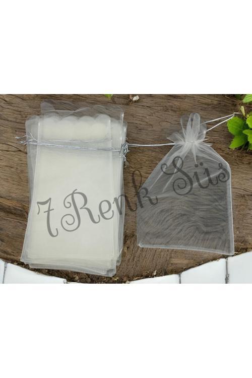 Yasin Tesbih Hediyelik Tül Kesesi,Havlu Kesesi 15X25 Cm 50 Adet Krem İpli Tül Kese