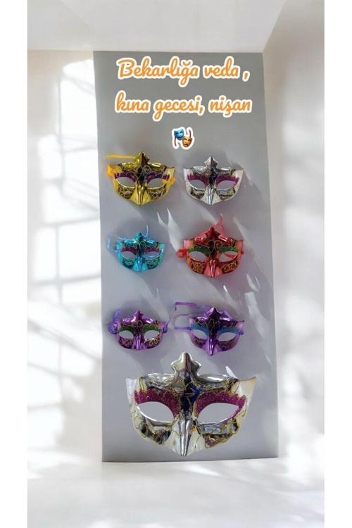 Butik Center 1 Adet Plastik Balo Maskesi Düz Renk Bekarlığa Veda , Kına Maske