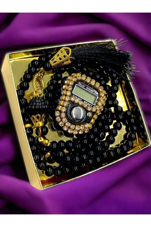 Hediyelik Taşlı Zikirmatik Ve Tesbih Seti Kutulu