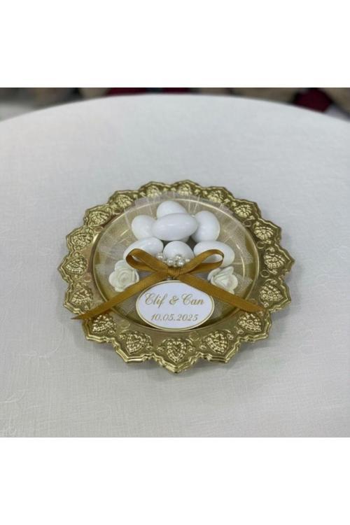 Lüks Desenli Mini Tepsi - Nikah Söz Nişan Badem Şekeri Hediyeliği