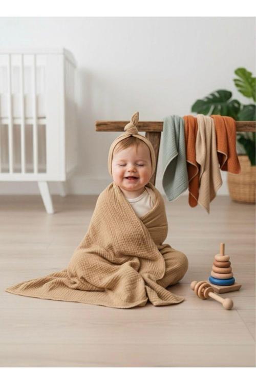 Premium Müslin Battaniye 110X120 | Yeni Doğan Bebek Battaniyesi, Yazlık Kışlık Kullanım