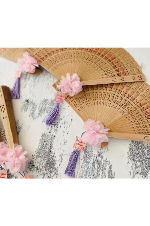 Söz Nişan Kına Bebek Hediyelik Ahşap Yelpaze Nikah Şekeri 25 Adet