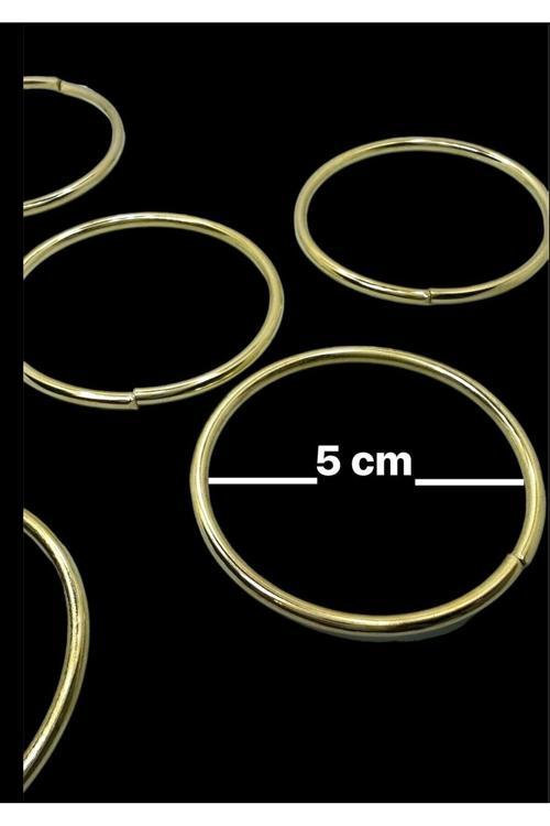 5 Cm Yuvarlak Halka 100 Adet (Gold Renk) Nikah Şekeri Süslemesi Halka Aksesuar