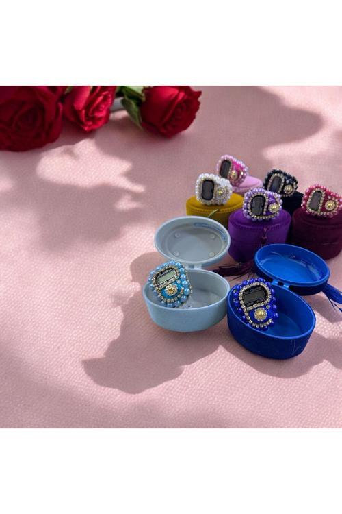 Butikcenter 10 Adet Kadife Kaplı Oval Kutulu  Zikirmatik  (Mevlit-Sünnet-Hac-Umre)