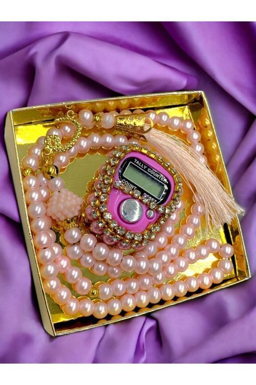 Hediyelik Taşlı Zikirmatik Ve Tesbih Seti Kutulu