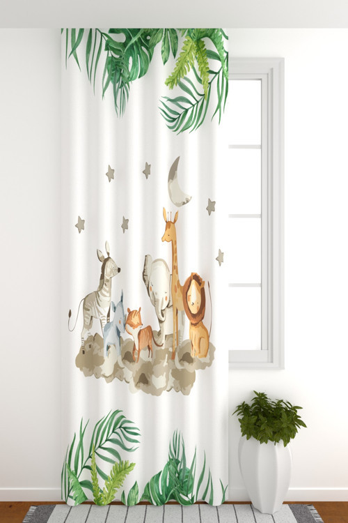 Güneşlik Perde Çocuk Odası Orman Ve Hayvanlar Çocuk Odası Odası Fon Perde