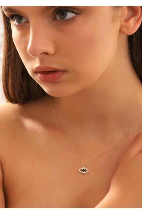 925 Ayar Gümüş Tasarım Tılsım Cam Nazar Göz Detaylı Rodaj Kolyeler