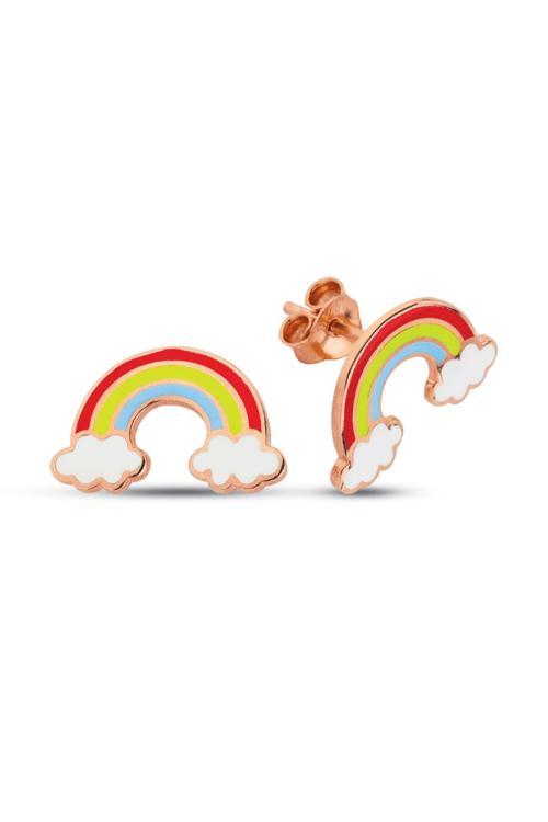 925 Ayar Gümüş Unicorn Gökkuşağı Bulut Tasarım Şans Model Çocuk Kadın Küpeler