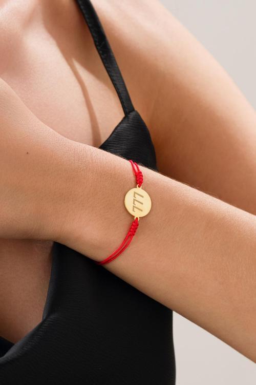 925 Ayar Gümüş Tasarım 777 Mucizeler Seninle Şans İthal Kırmızı İp Altın Kaplama Gümüş Bileklik