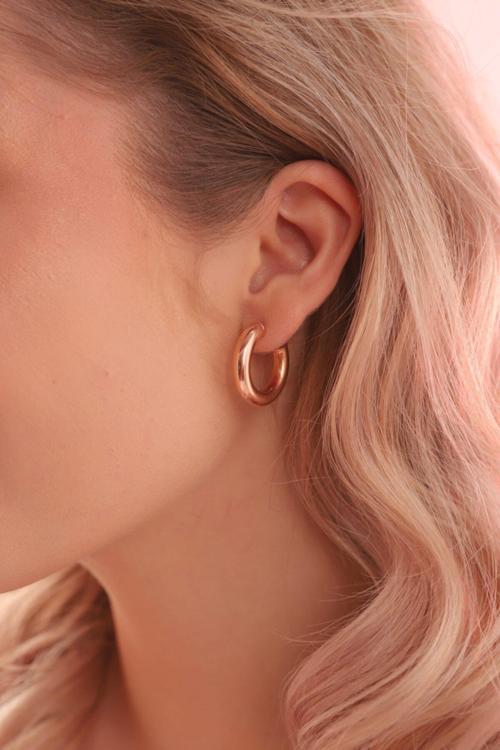 925 Ayar Gümüş Altın Kaplama 2,5 Cm Şık Ve Zarif Tasarım Halka Küpeler