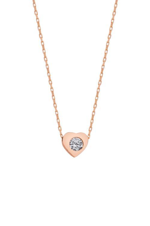 925 Ayar Gümüş Pırlanta Montür Model Kalp Tasarım Kolyeler