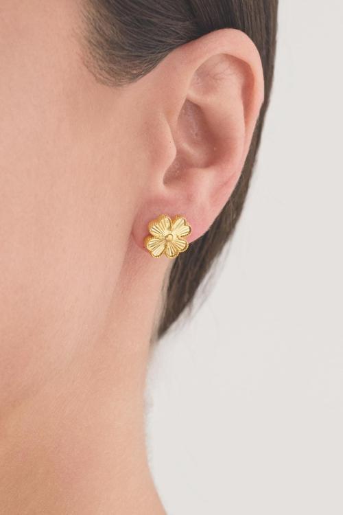 Şans 4 Yapraklı Yonca Lazer Kalem İşçilik Şık Ve Özel Tasarım Altın Kaplama 925 Ayar Küpeler