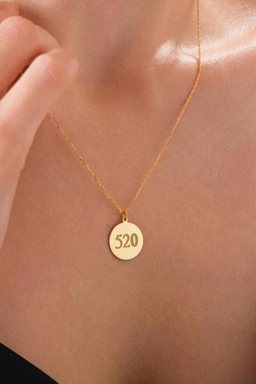 520 Sayı Para Bereket Tasarım Lazer Plaka 14 Ayar Altın Kaplama 925 Ayar Kolyeler