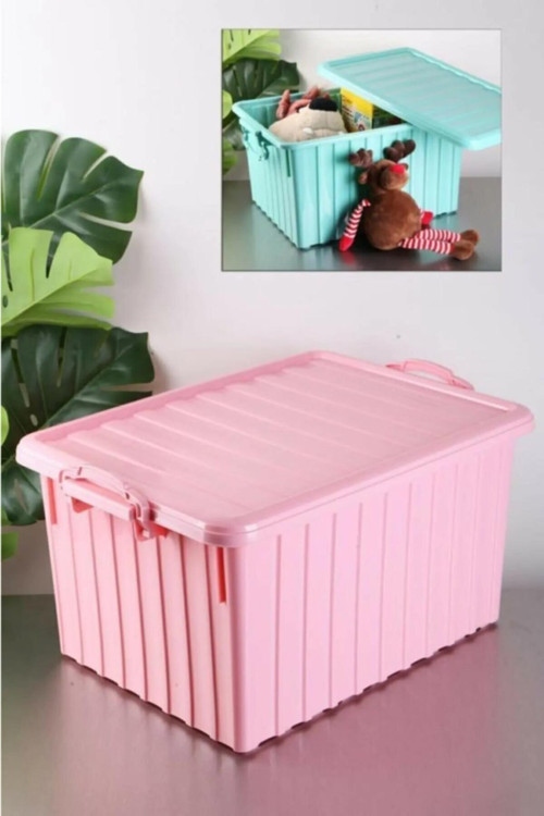 Renkli Kilitli Saklama Kutusu 40 Lt Pembe