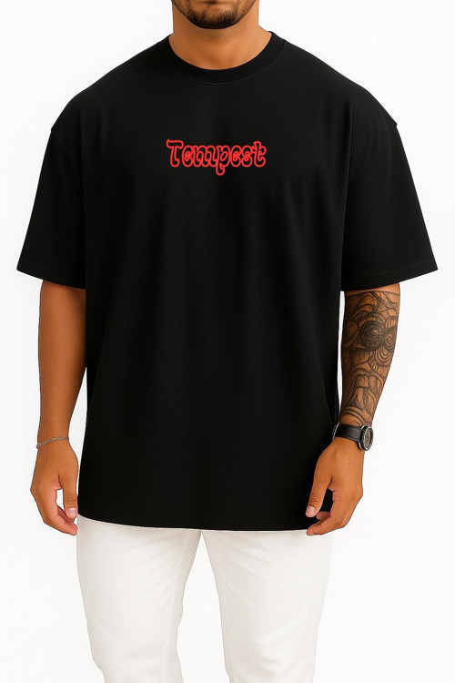 Oversize Tempest Yabancı Dizi Göğüs Baskılı Unisex T-Shirt